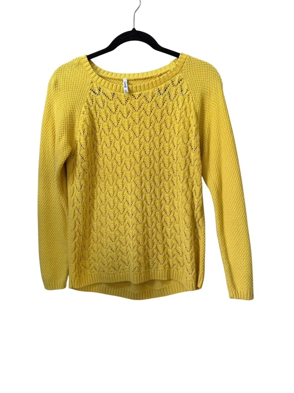 Stradivarius Yellow Cable Knit Crewneck Sweater small